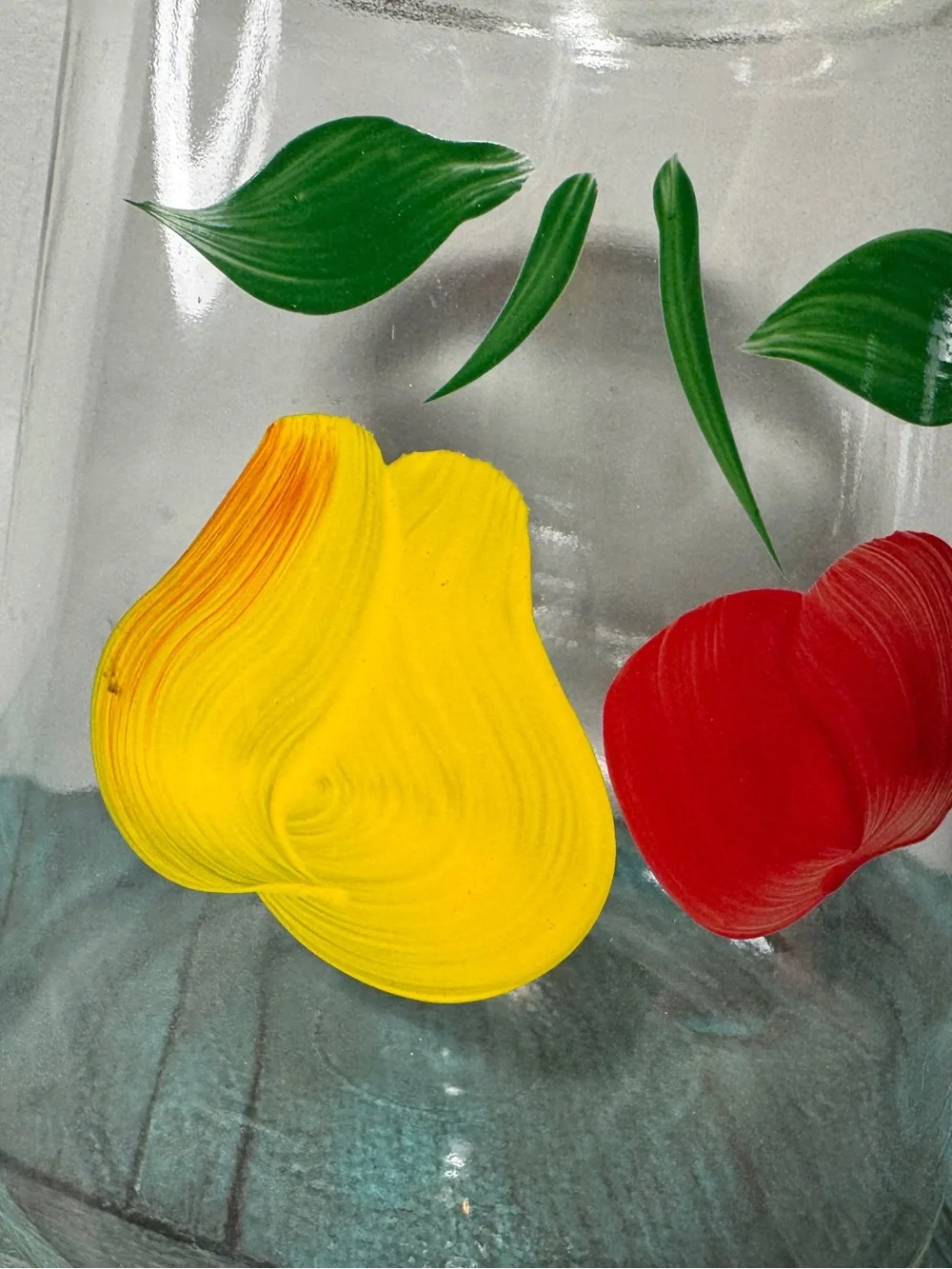 Vintage Bartlett Collins Gay Fad Hand Painted Fruit Trapezoid Glass Cookie Jar - Picture 3 of 11